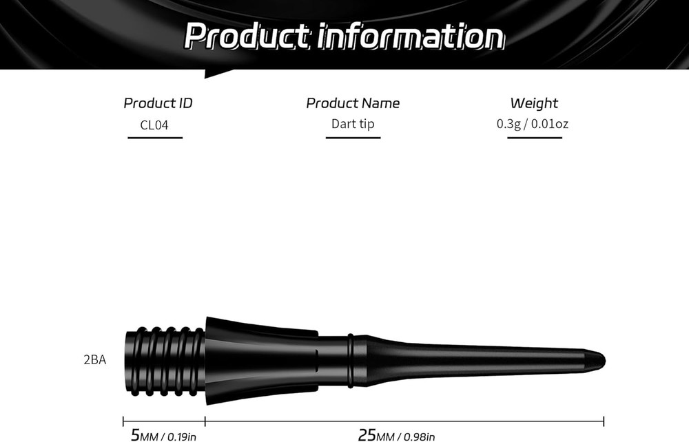 CyeeLife 2BA Thread Soft Tip Dart Points - Plastic Tips - 2BA, 1000pcs