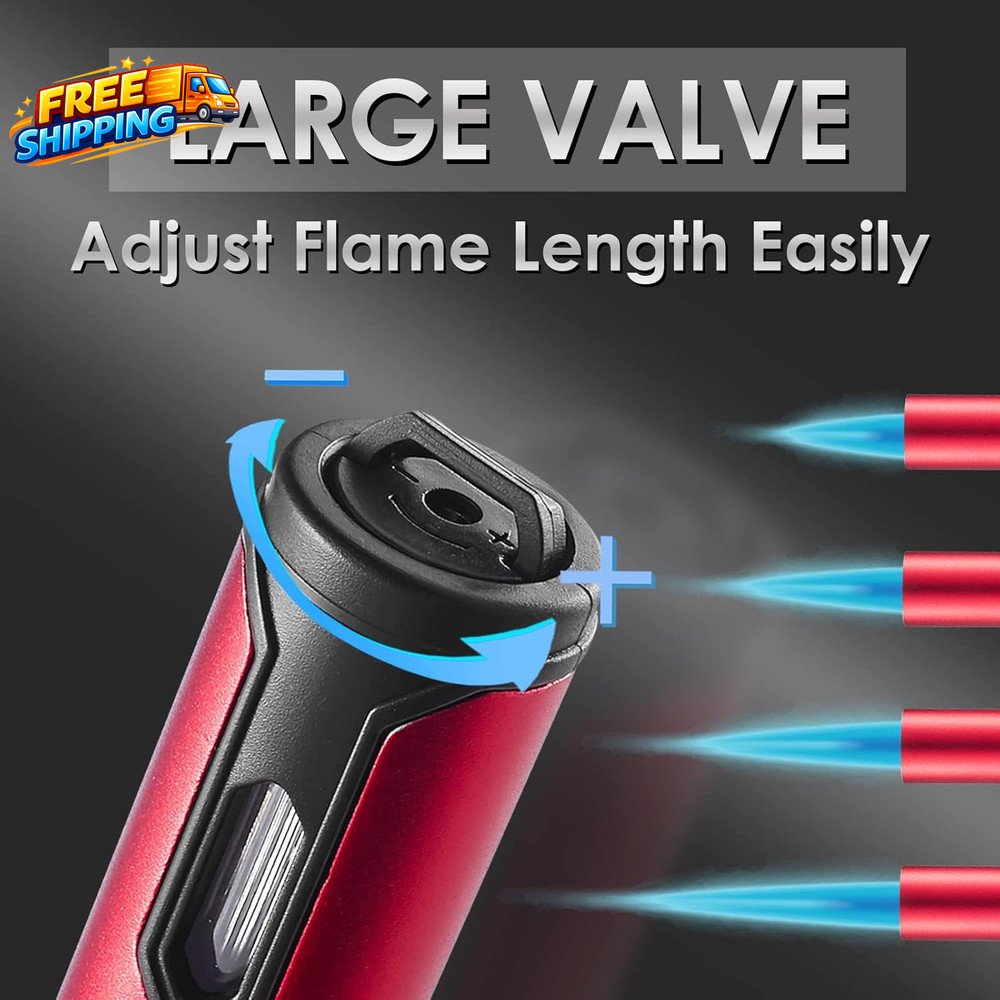2 Pack Butane Torch Lighter 6 Inch Refillable Pen Lighter Adjustable Jet Flame