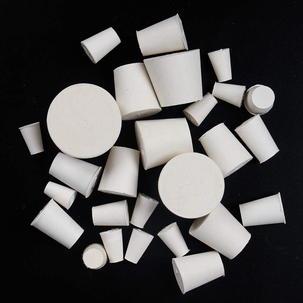 26 Pack Solid Rubber Stoppers, 000# - 8# Sizes Assortment, 11 Sizes Total