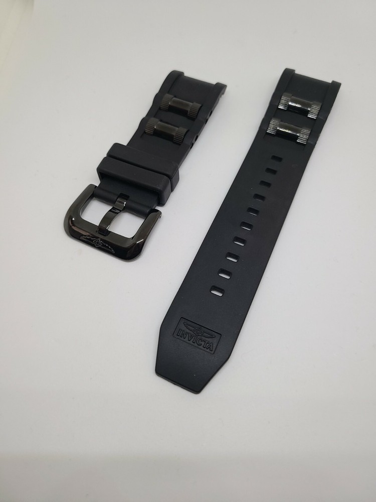 Invicta Russian Diver Black Polyurethane Strap Band Black Inserts