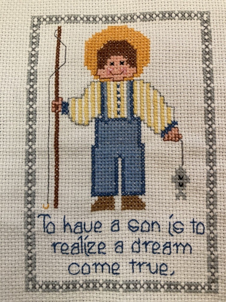 Finished Cross Stitch A SON Sampler Fits 5" x 7" frame