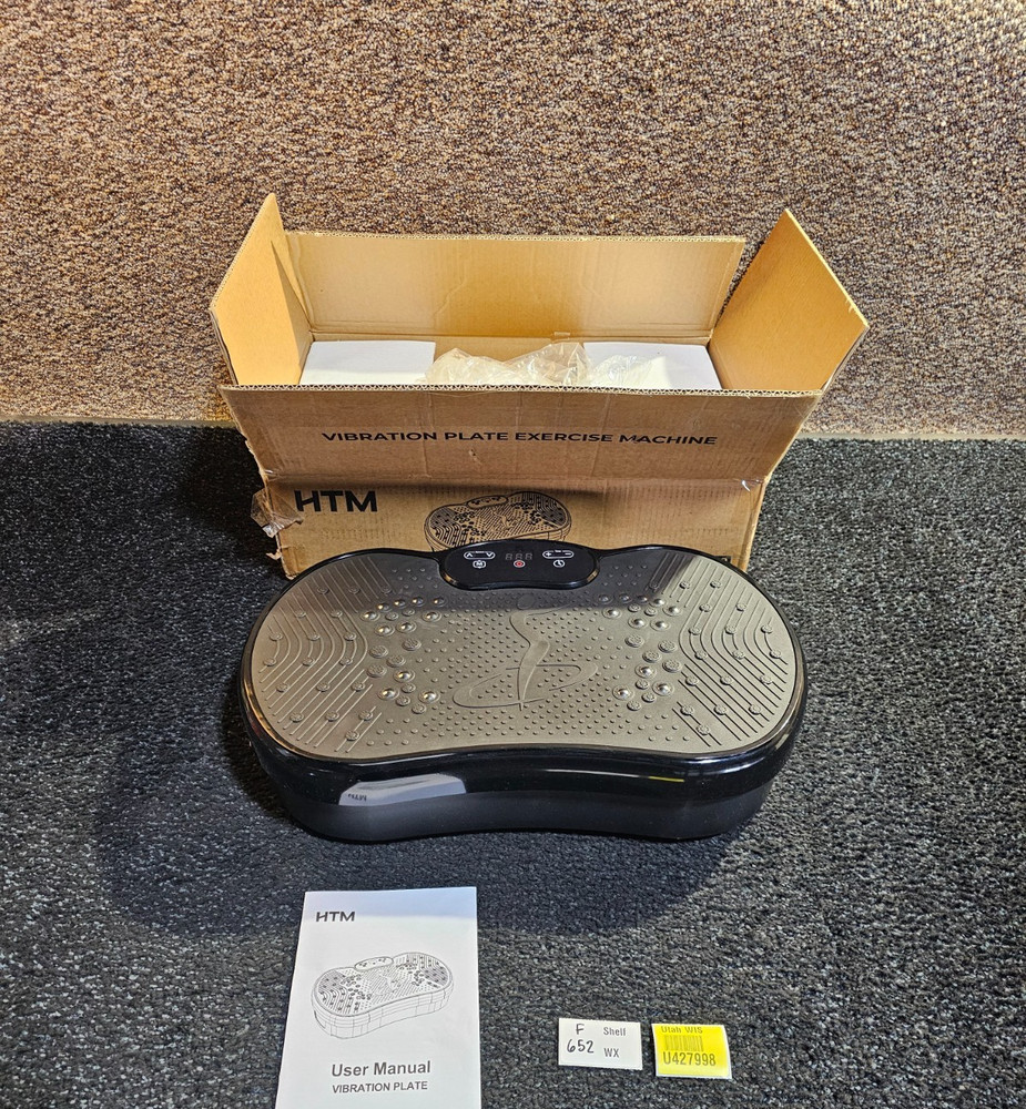 HTM Vibration Plate Exercise Machine Black 300 lbs Capacity 120 Speeds 9 Modes