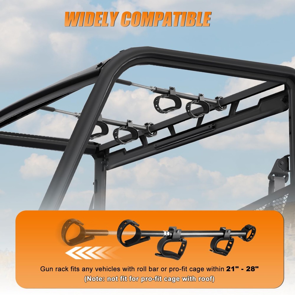 Drieaco UTV Overhead Rack Fits 21-28" Spacing Roll Bars, Adjustable UTV Holde...