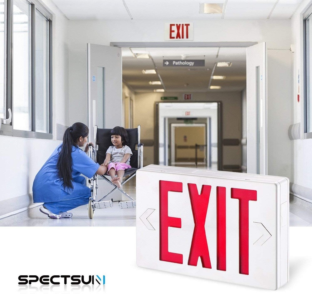 UL Listed -8 Packs Led Red&Green Exit Sign & Emergency Light Exit Sign Battery.