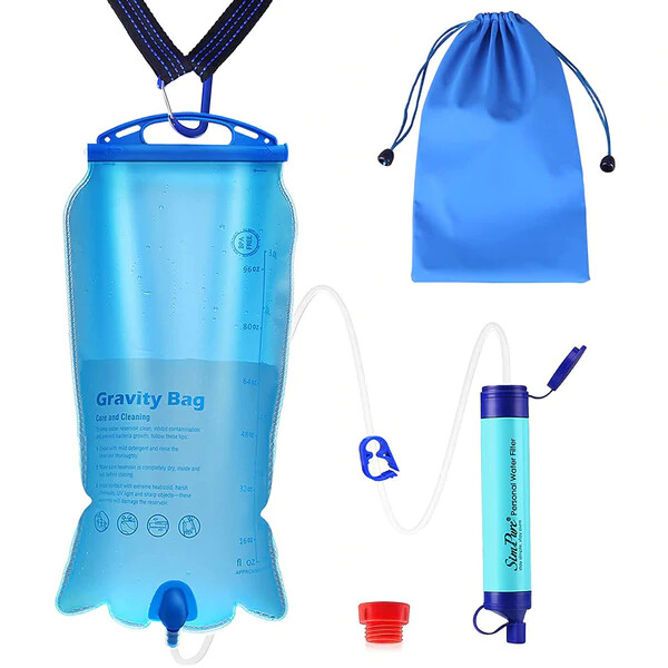 Lightweight Camping Water Filter Gravity System Backpacking Survival 3 Liter