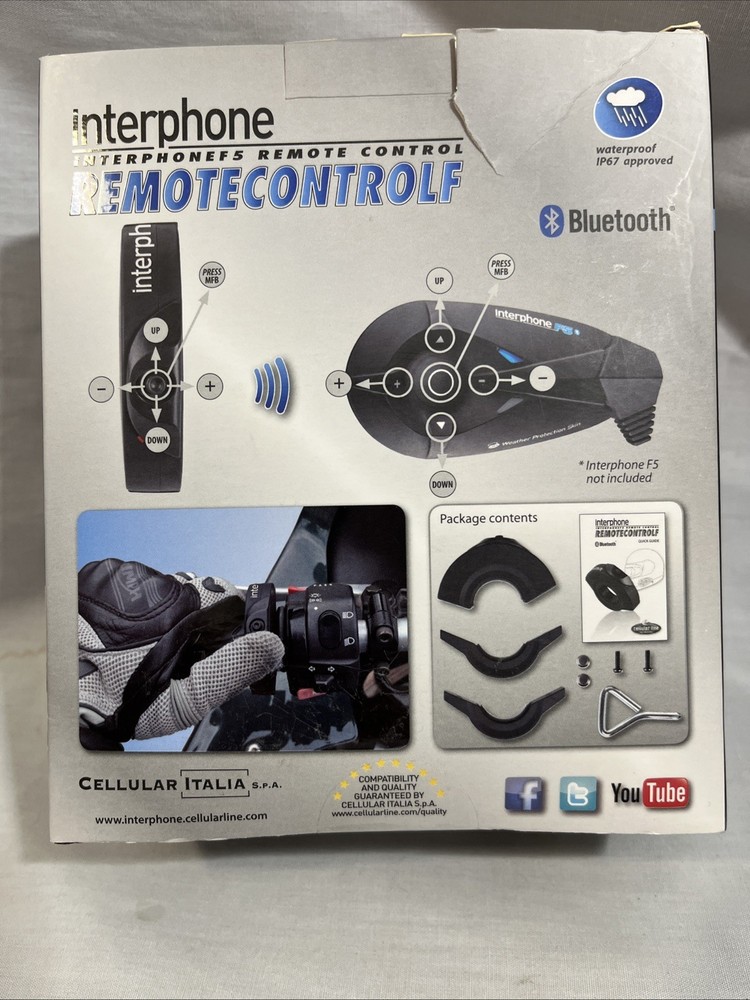 Black Wireless Bluetooth Media Button Remote Controller For Motorcycle Handlebar