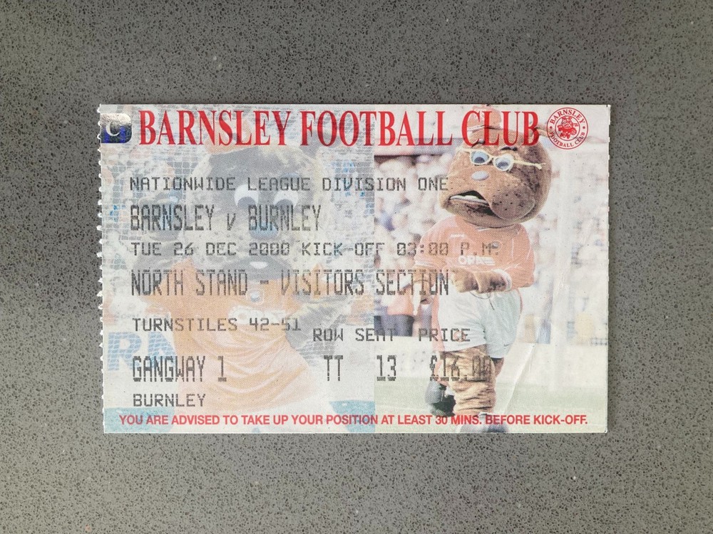 Barnsley v Burnley 2000-01 Match Ticket