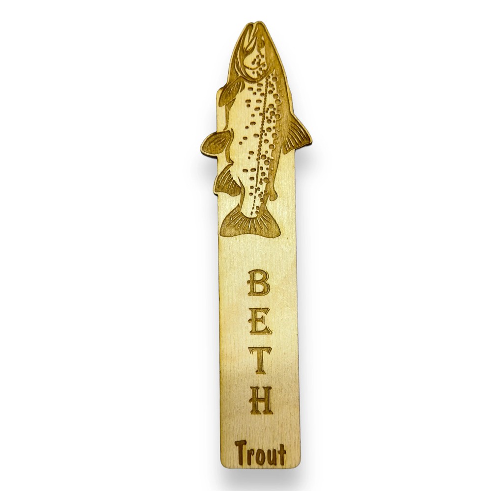 Bookmark - PERSONALIZED Trout - birch wood