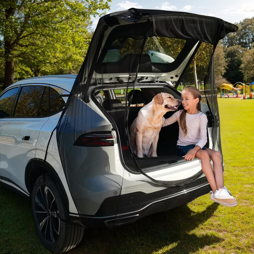 Car Camping Tailgate Mesh Screen for SUV, Mini Van, Great for Ventilation and Mo