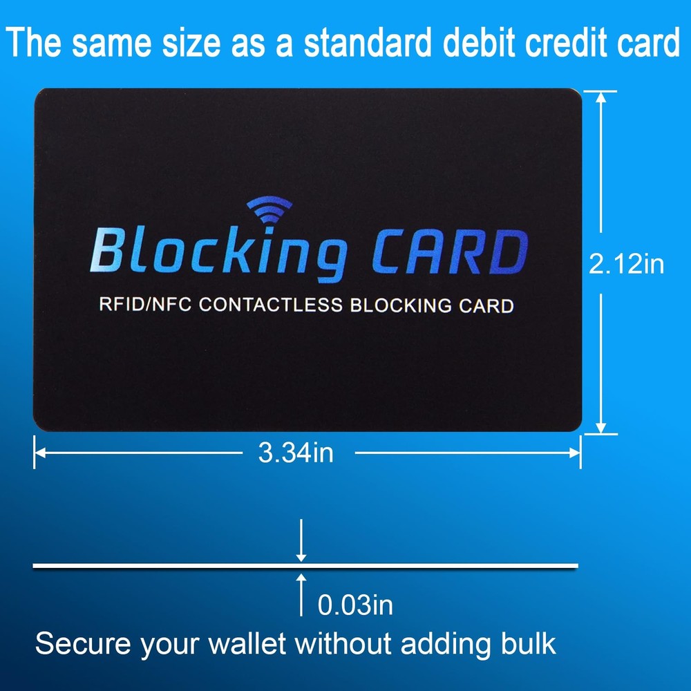 RFID Blocking Card (5 Pack) for Wallets, Slim RFID/NFC Standard, Black
