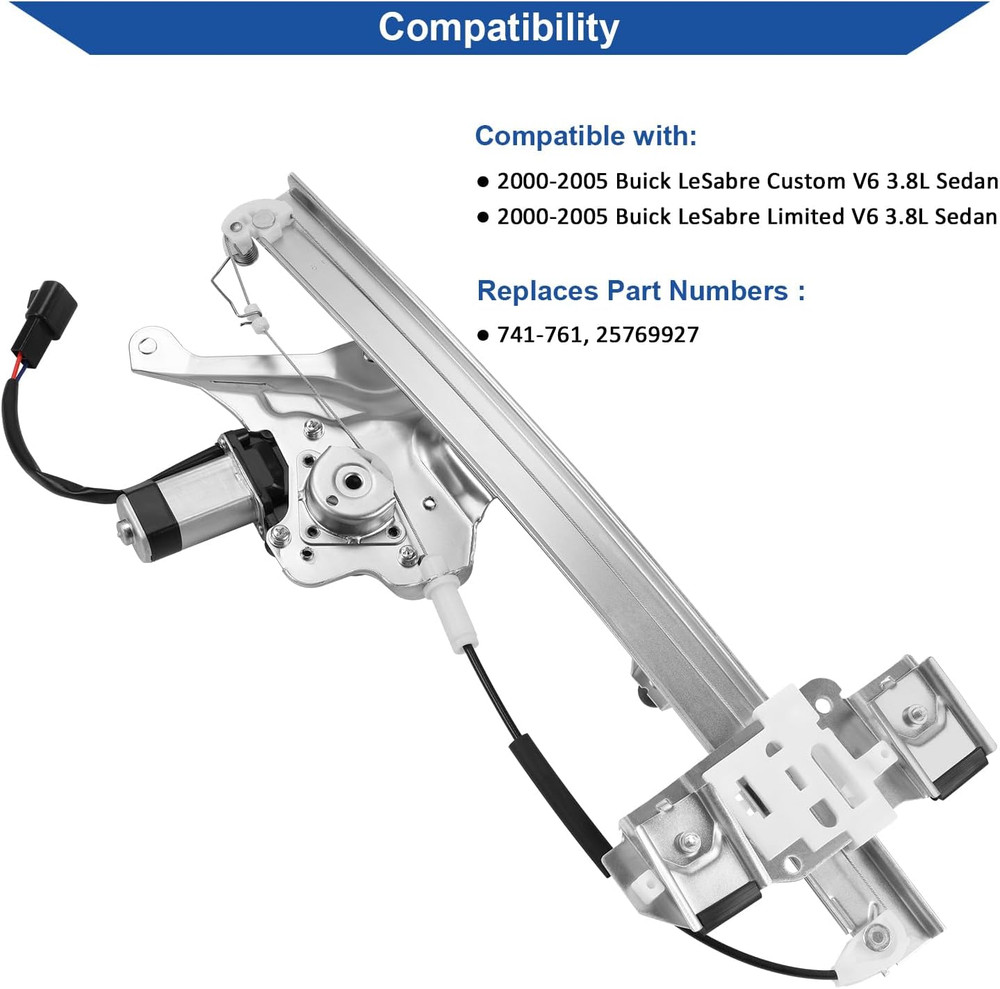 2000-2005 Buick LeSabre Front Right Power Window Regulator–Compatible