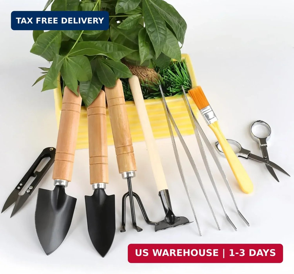 9PCS Basic Bonsai Tools Set, Bonsai Tree Kit Mini Garden Tools Includes Pruning