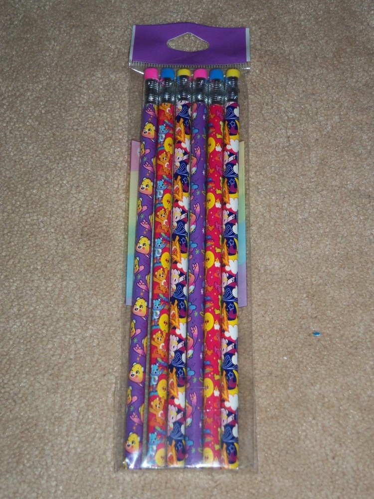 NEW, CARE BEARS 6 pack pencil set