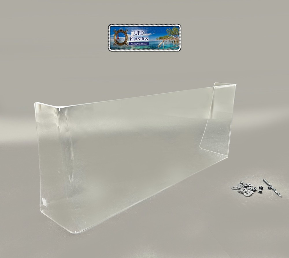 New Generic Center Console Boat Windshield Clear 24" inside Size, 1/4" Thick