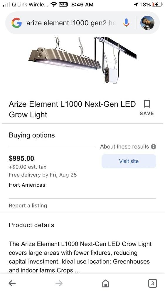 Arize Element L1000 Grow Light