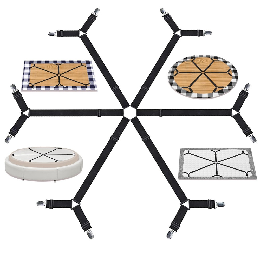 OPPKEPT Bed Sheet Holder Straps, Adjustable Elastic Fitted Strap Black