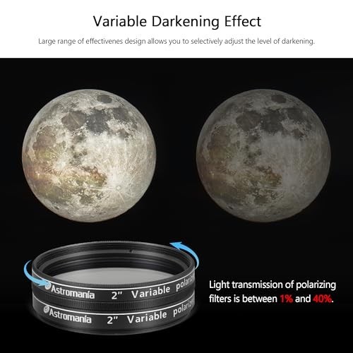 2" Variable Grey Polarizing Filter for Telescopes & Eyepieces, 1-40% Light Contr