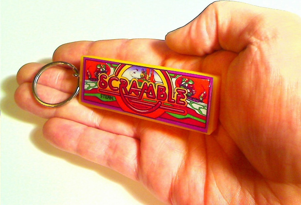 Scramble Arcade Marquee Coin Door accessory Keychain