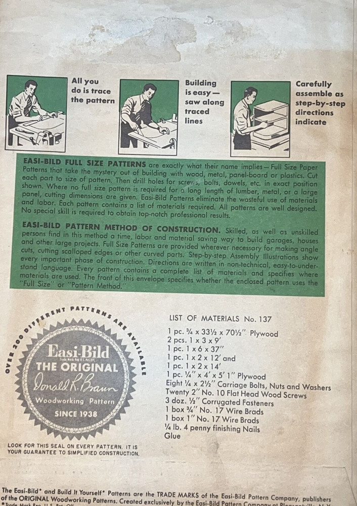 Easi-Bild Pattern #137 Modern Dining Table 1950