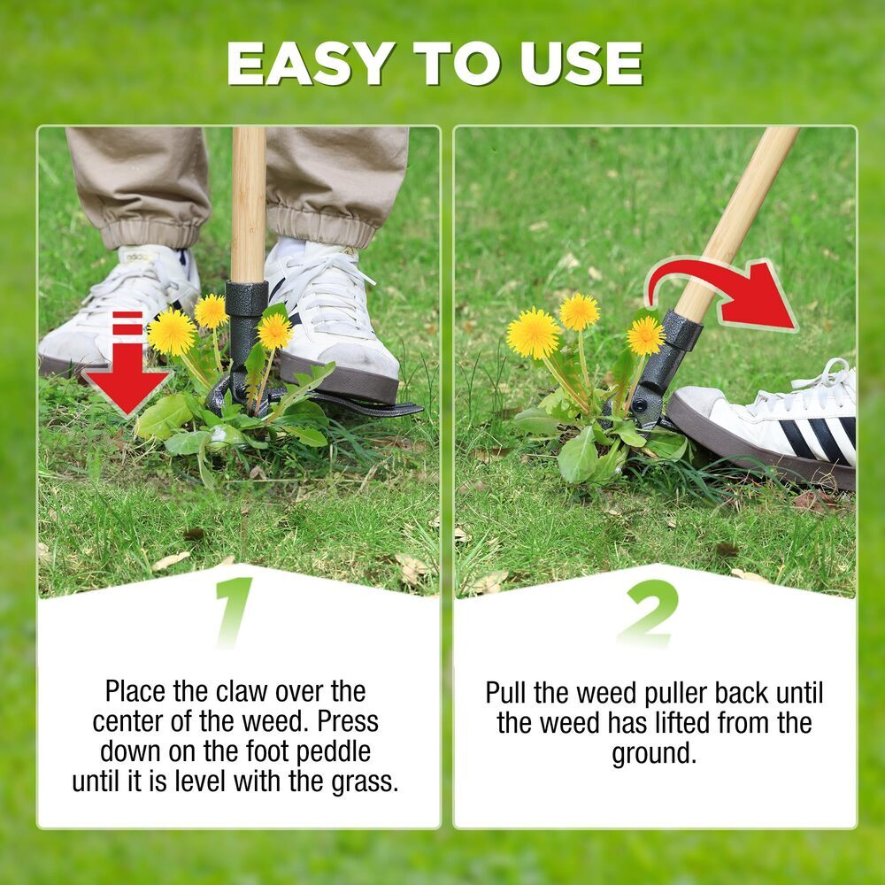 WORKPRO 44" Stand Up Weeder Puller w/Long Handle 4 Claw Garden Root Remover Tool