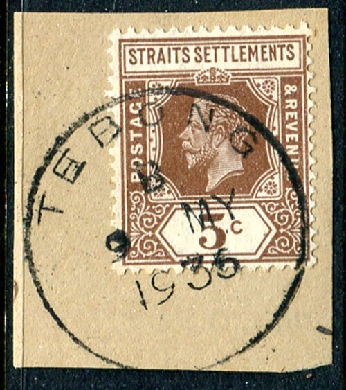 STRAIT SETTLEMENTS (10677): TEBONG postmark/cancel 1936