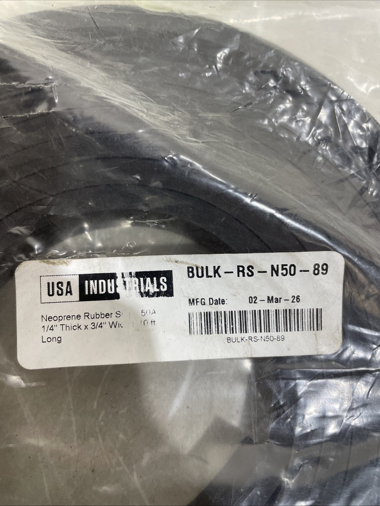 Rubber Strip, 1/4" Thickness, 3/4" W, Bulk-Rs-N50-89