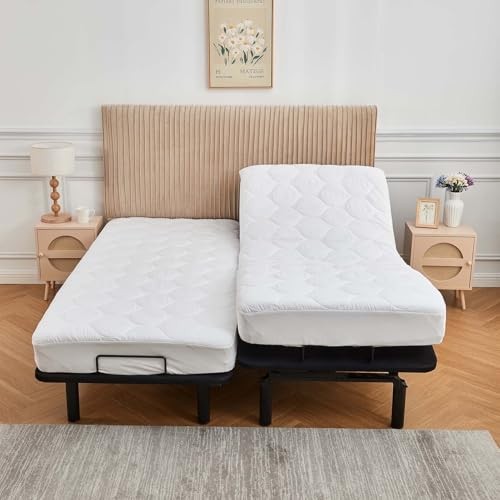 Quilted Mattress Topper Pad for Adjustable Bed Breathable Fitted Split King