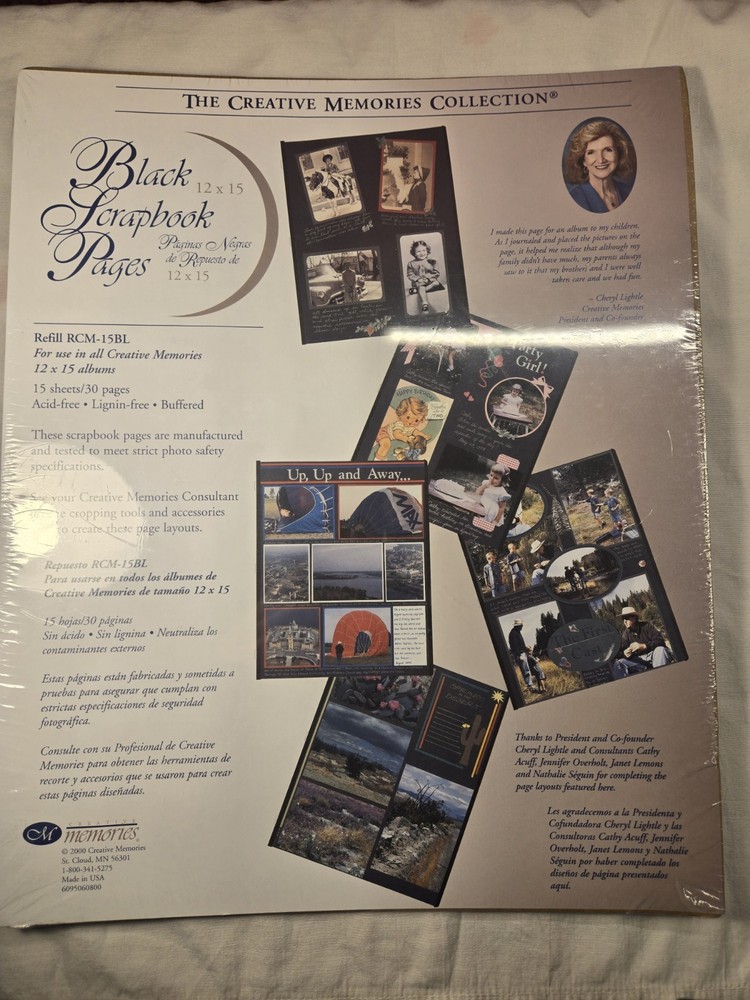 Creative Memories Black 12x15  Scrapbook Hinged Refill Pages 2000 Sealed