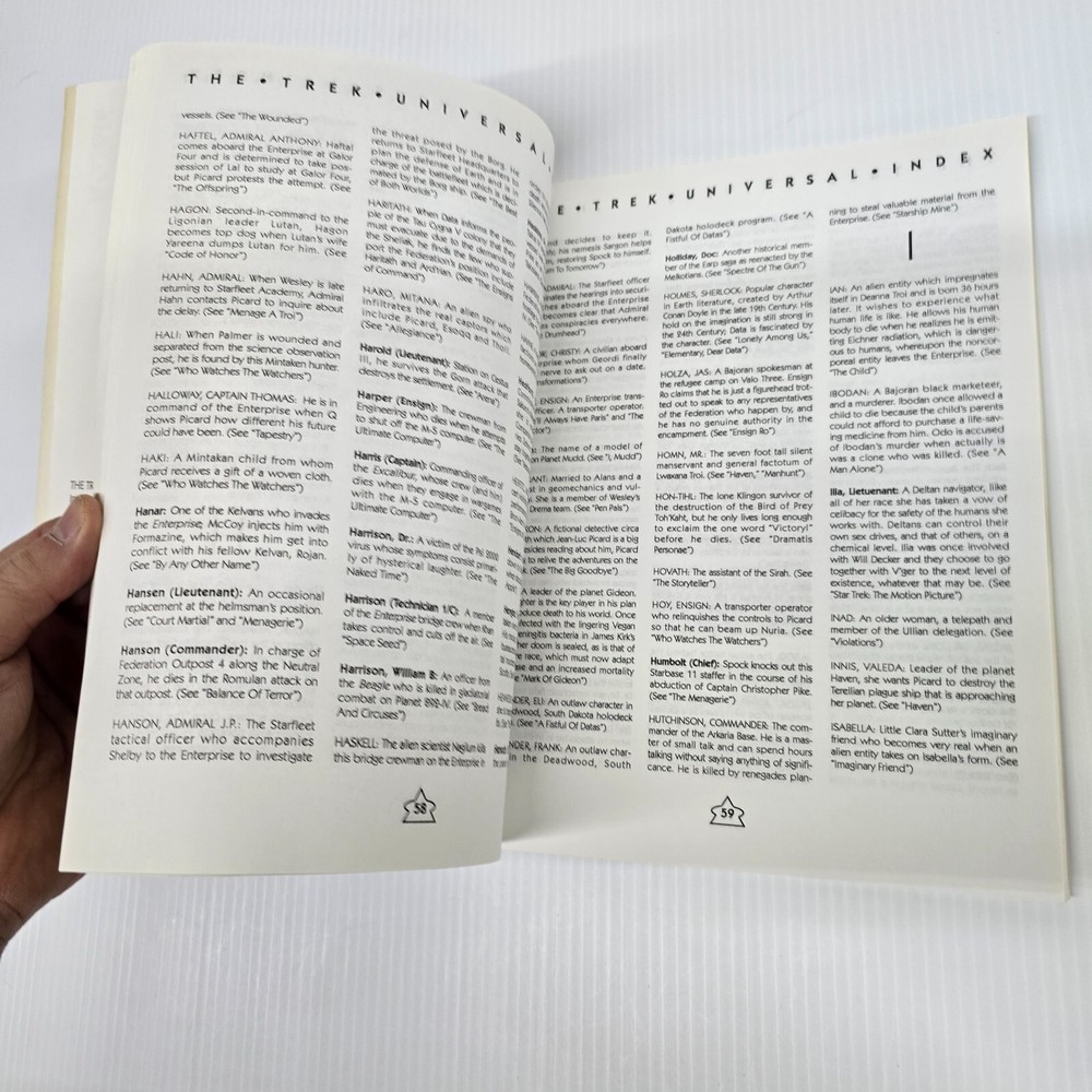 The Trek Universal Index Book Star Trek 1994 Thomas Maxwell Reference Book