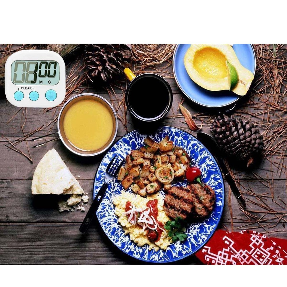 Digital Kitchen Timer Magnetic LCD Large Countdown Clear and Loud Alarm 2 pack