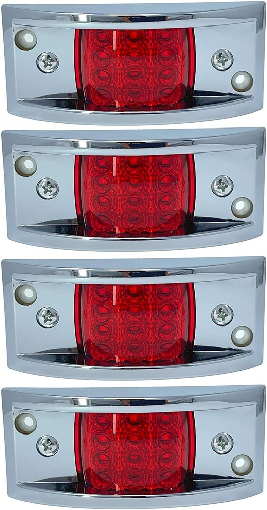 Rectangular 4-4/5inch Armored-Style Clearance Side Marker Light 12 LED Chrome