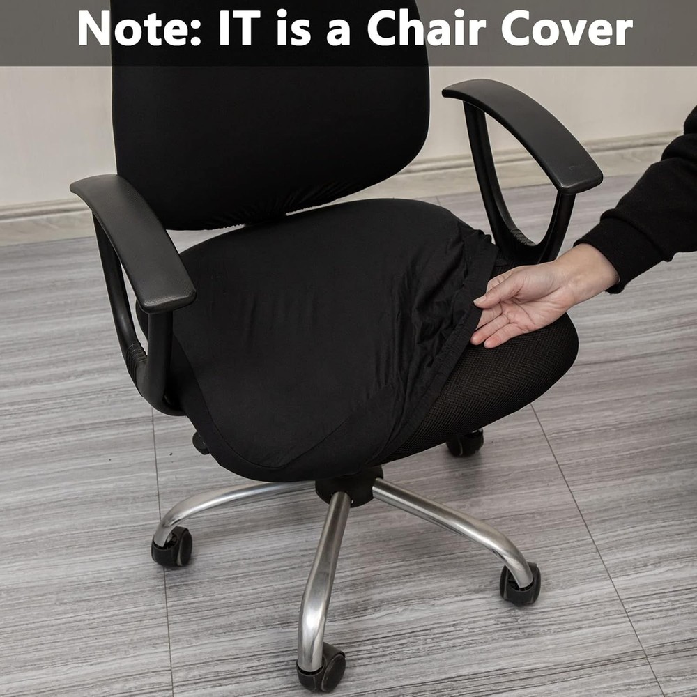 Melaluxe Computer Office Chair Seat Cover + Backrest Cover, Black