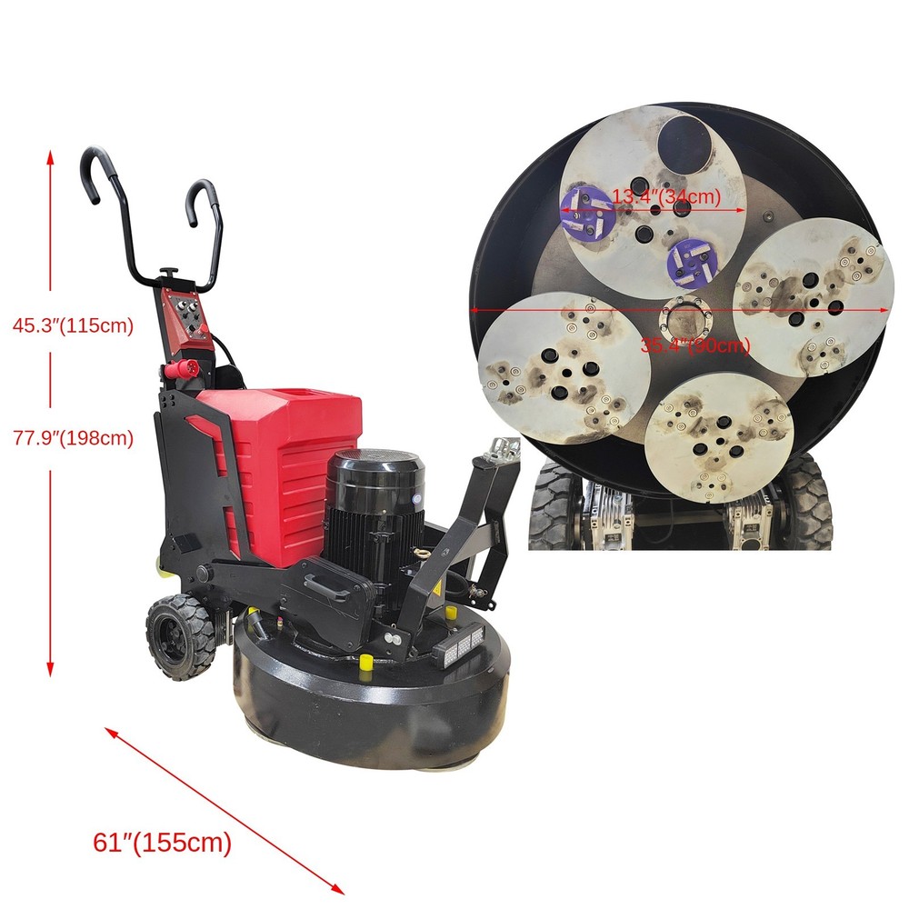 Concrete Floor Grinder Remote Control Available 220V 3-phrase 12 Grinding Head