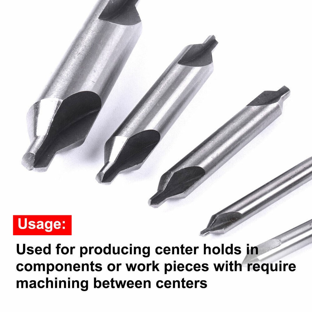 5pcs 1mm-5mm Center Drill Countersink Set 60° Angle Bits HSS Lathe Mill Press