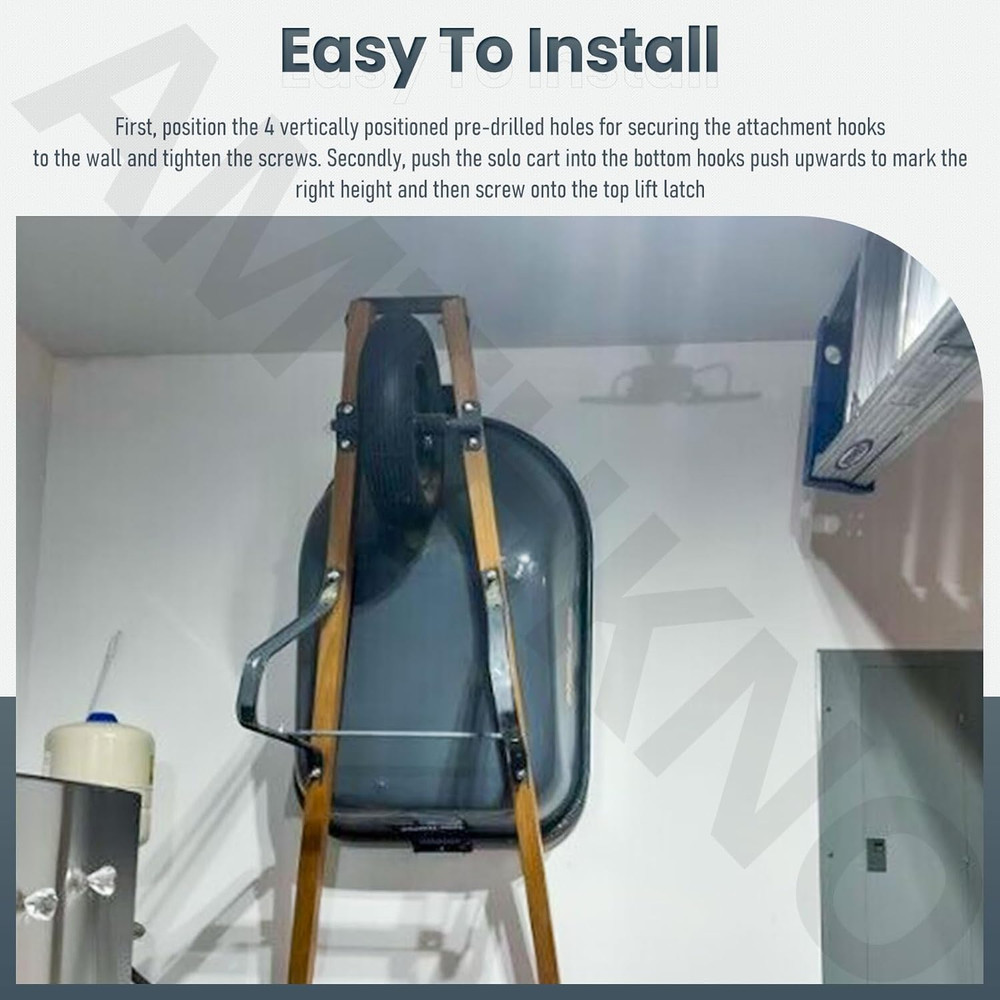 Wheelbarrow Storage Bracket - 90 Lbs Capacity, Use for Most Wheelbarrows, Effect