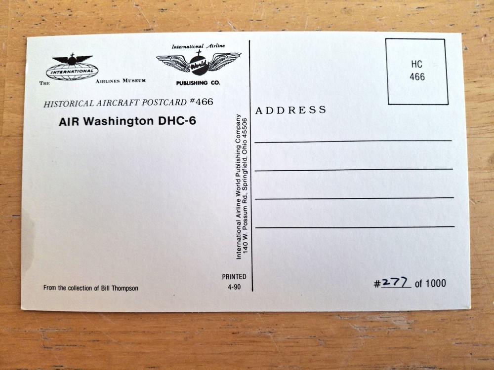 Air Washington DHC-6 Postcard