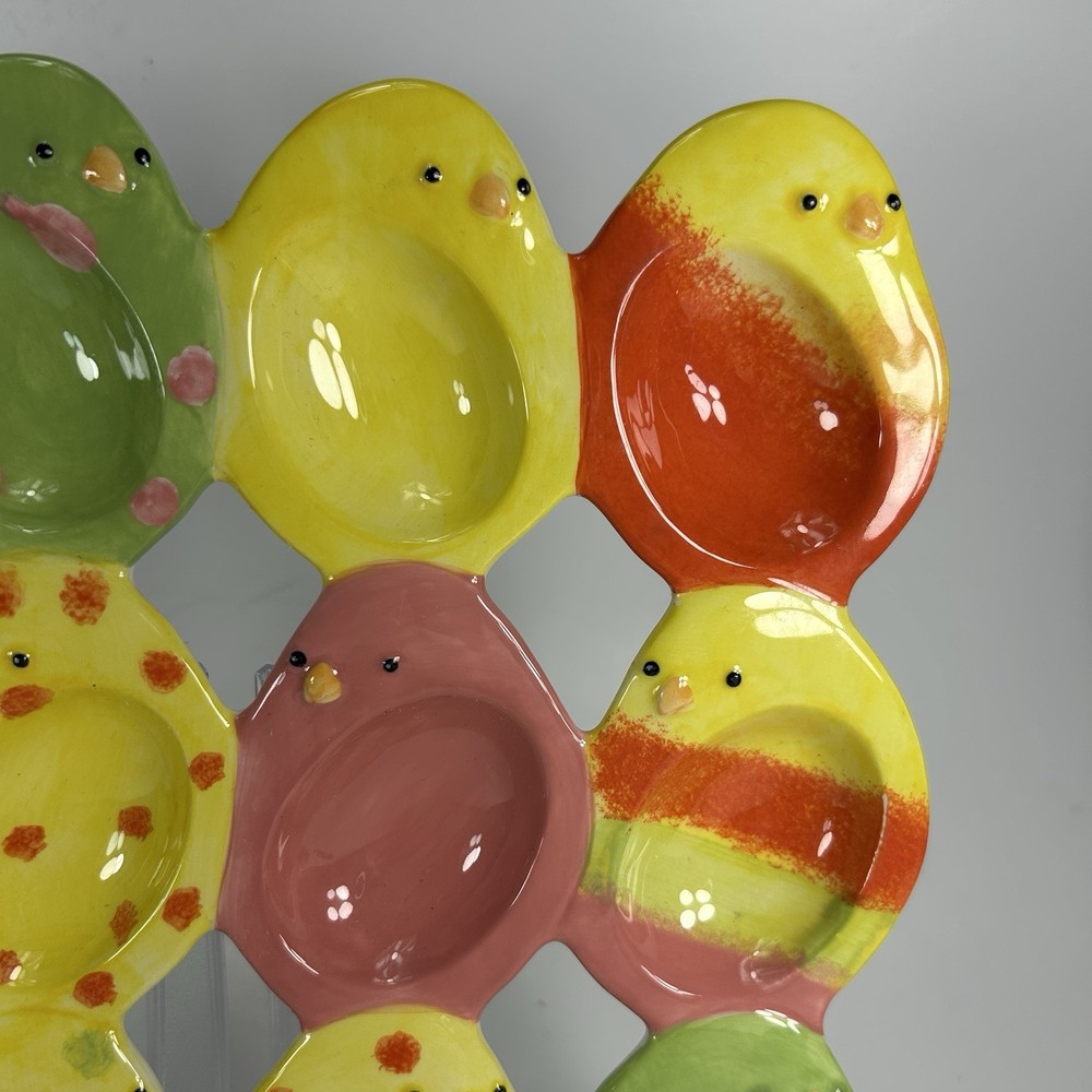Department 56 Chicks Chicken Ceramic Deviled Egg Plate ~ Holds 12 Deviled Eggs