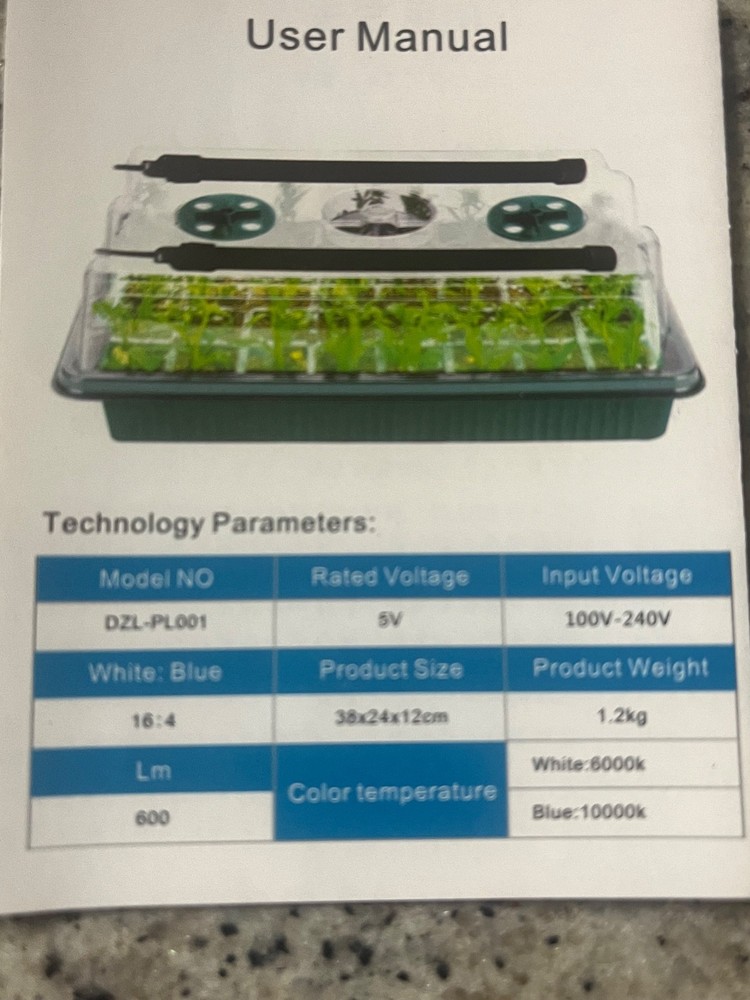 seed starter tray with grow light