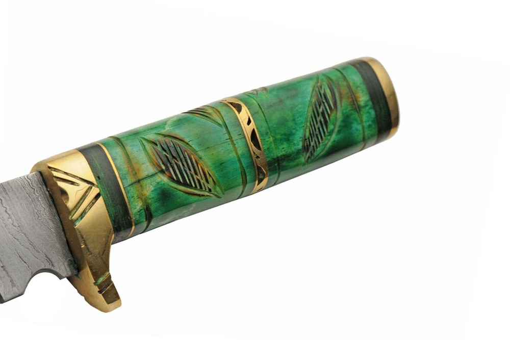 New Damascus Brass Forest Hunter Fixed Blade Knife DM1345