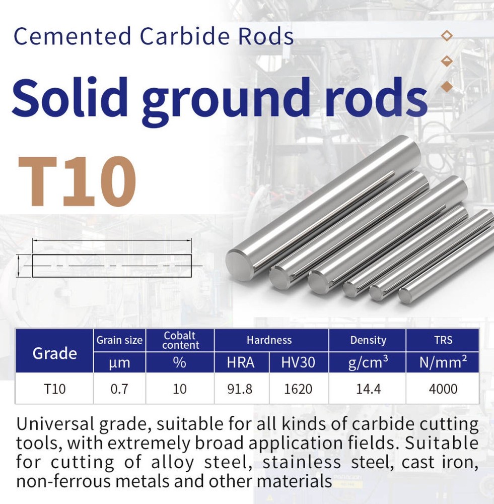 3/8" x 3.5” Tungsten Solid Carbide Rods Blank 10% Cobalt