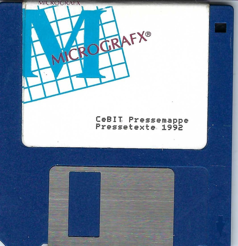 ITHistory (1992) IBM PC Software  MICROGRAFX Pressemappe CeBIT  3.5"