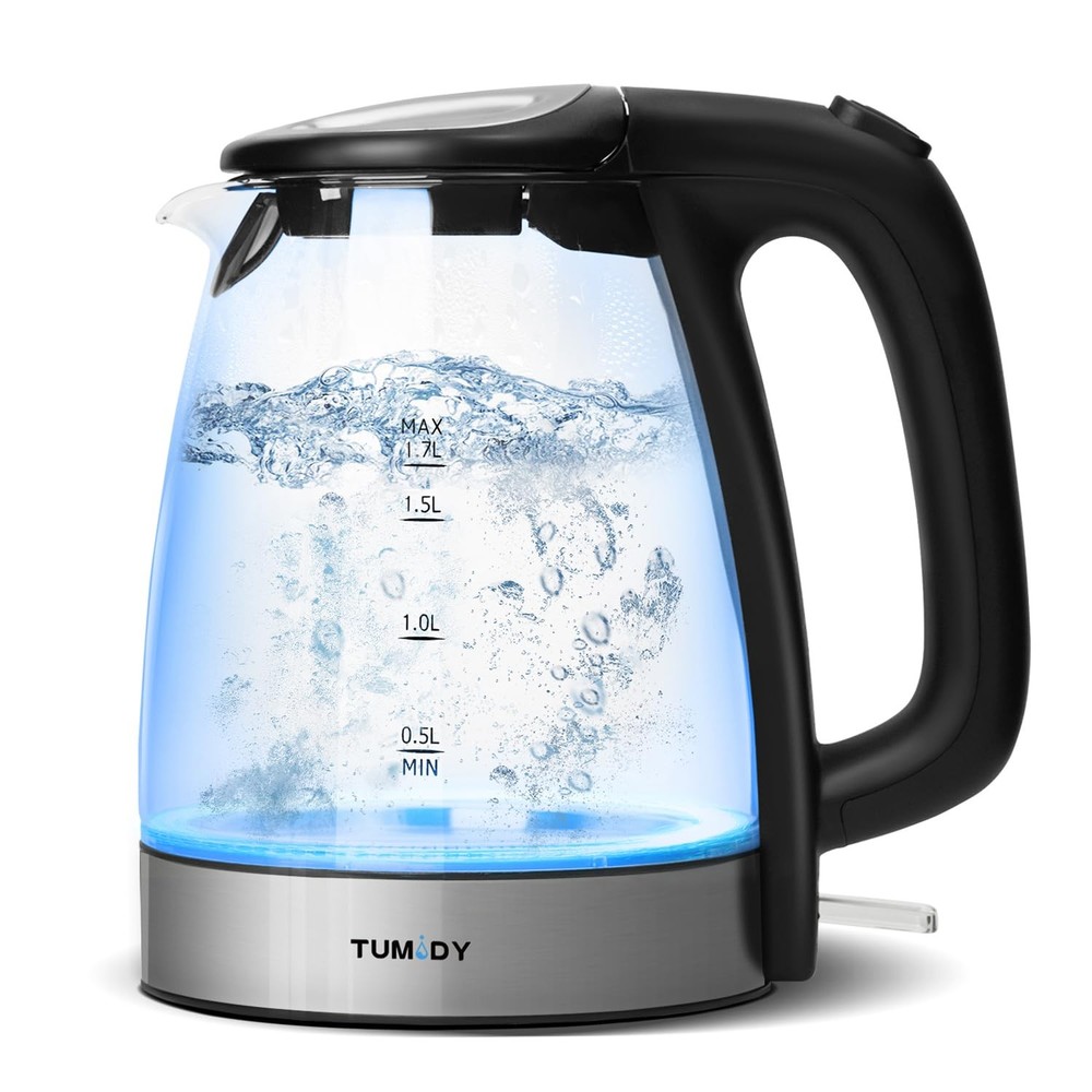 Glass Electric Kettle,1.7L Hot Water Boiler 1500W Fast Boiling with Auto-Shut...