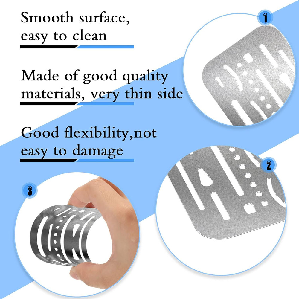 4 Pieces Drafting Eraser Shield Erasing Shield for Drawing Stainless Steel Drawi