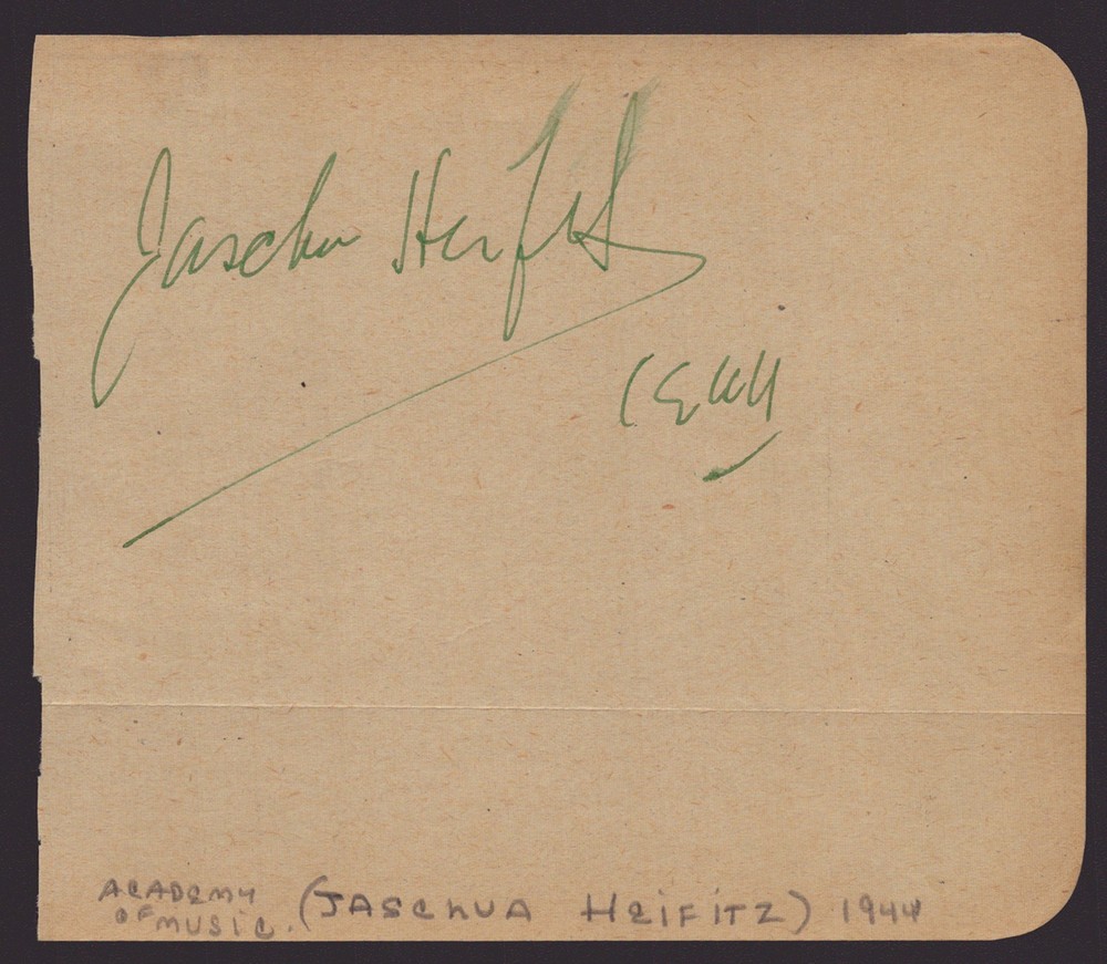 JASCHA HEIFETZ - AUTOGRAPH 1944