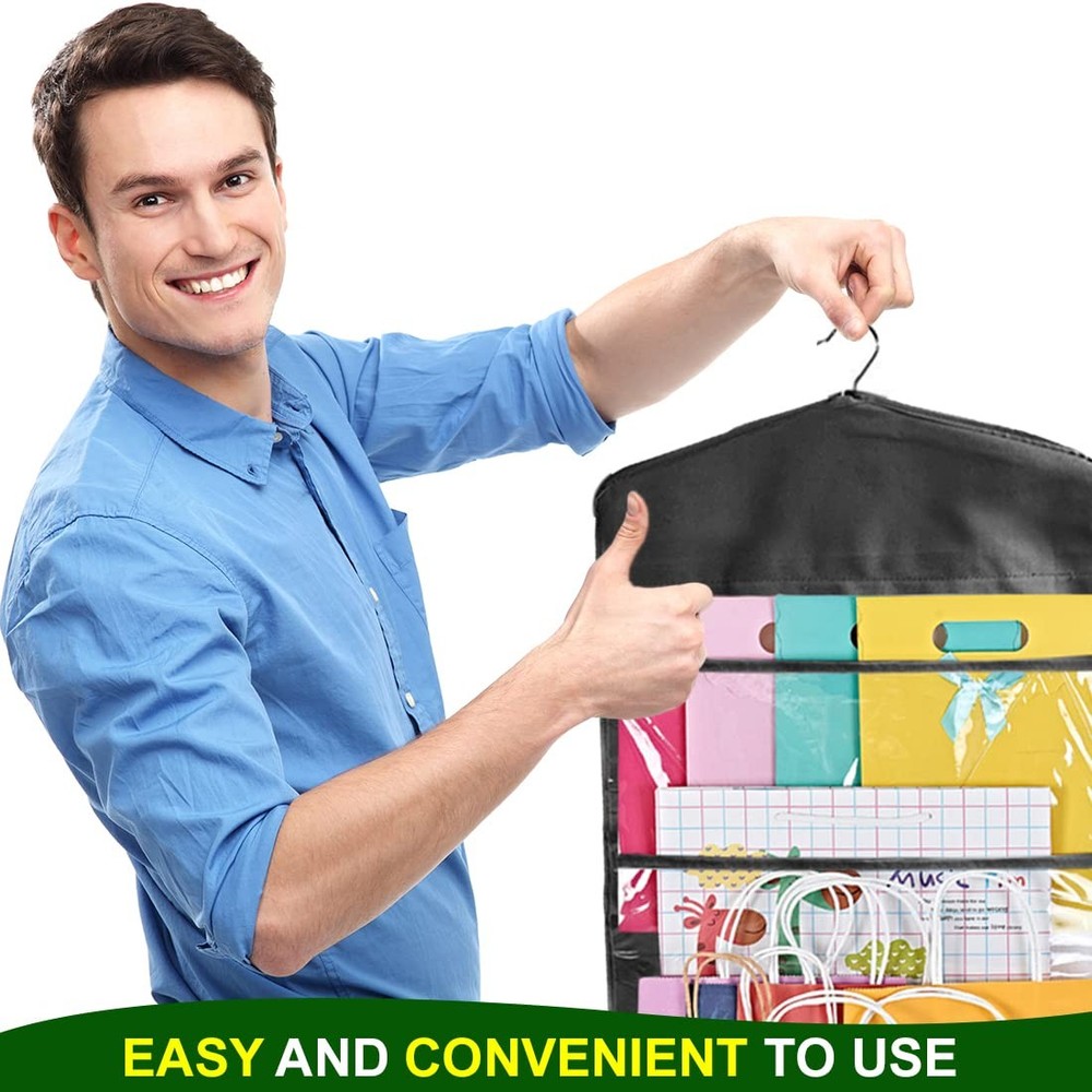 Hanging Double Sided Gift Bag Storage Organizer with Multiple Front and Back ...