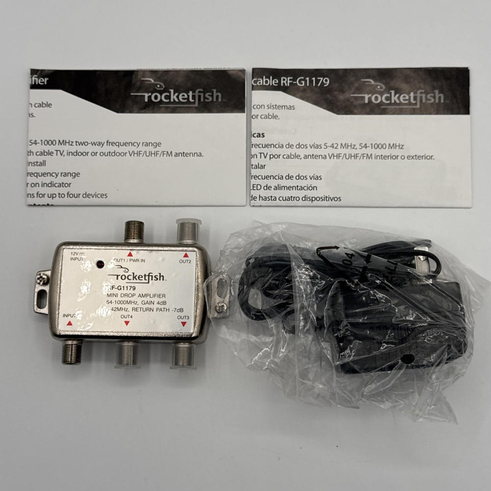 Rocketfish Coaxial Connection Cable Amplifier 1-Input / 4-Output RF-G1179