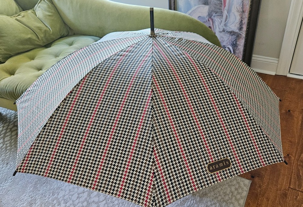 Vintage Aramis Hound Handle Plaid Umbrella, excellent condition