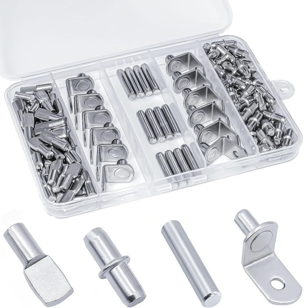 Shelf Support Pegs 120Pcs 4 Styles Nickel 5mm