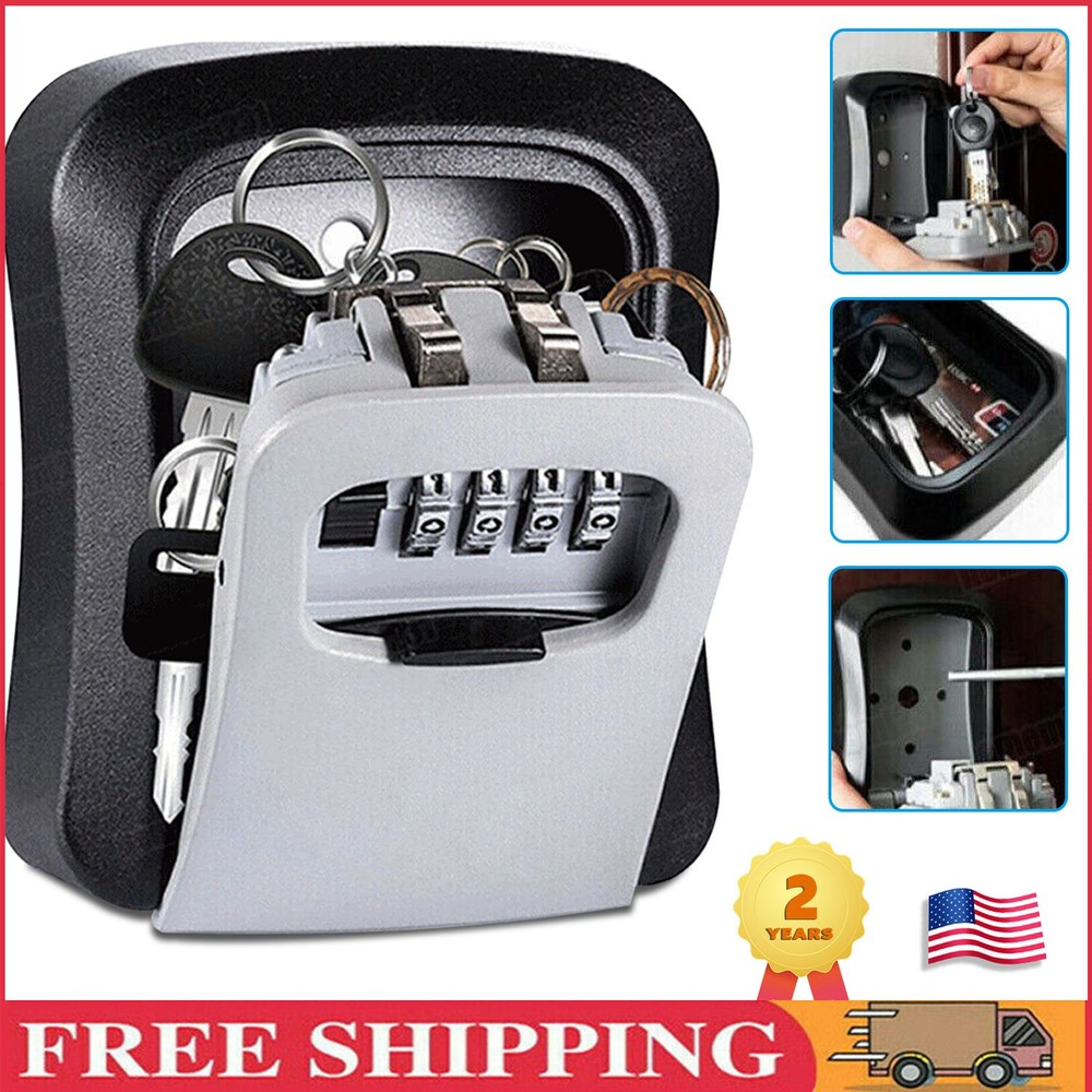 4 Digit Combination Key Lock Box Wall Mount Safe Security Storage Case Organizer
