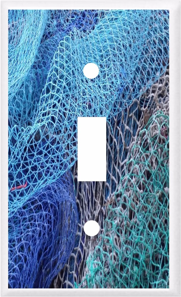NAUTICAL BLUE FISH NET LIGHT SWITCH COVER PLATE